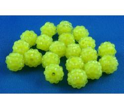 50 Shamballa Strassperlen Beads 10mm neon gelb